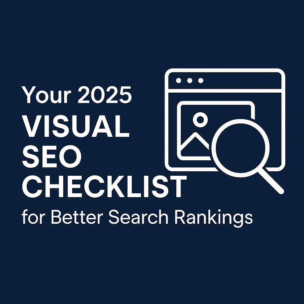 Visual SEO checklist 2025 featured image with colorful browser and magnifying glass illustration for better search rankings